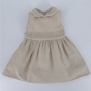Marina Cabrera Linen Baby Dress 12M Neutral Fully Lined Boutique